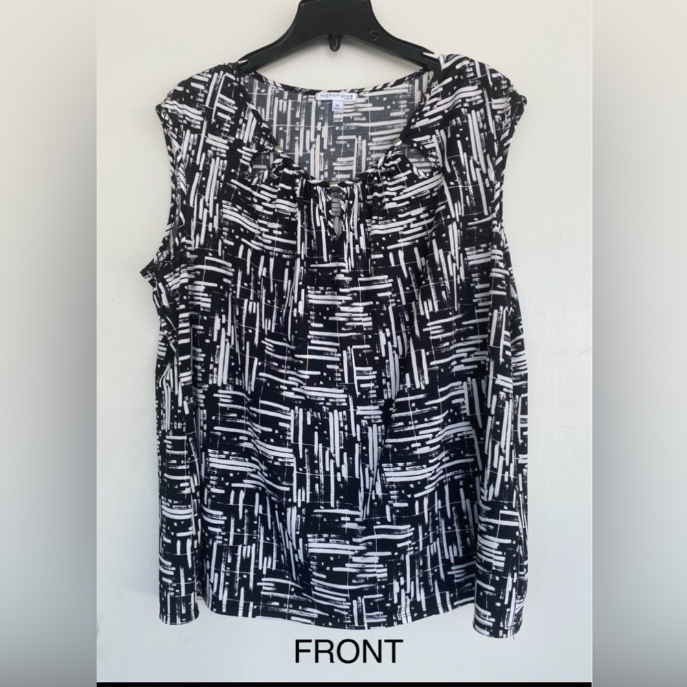 Notations Black and White Graphic Blouse